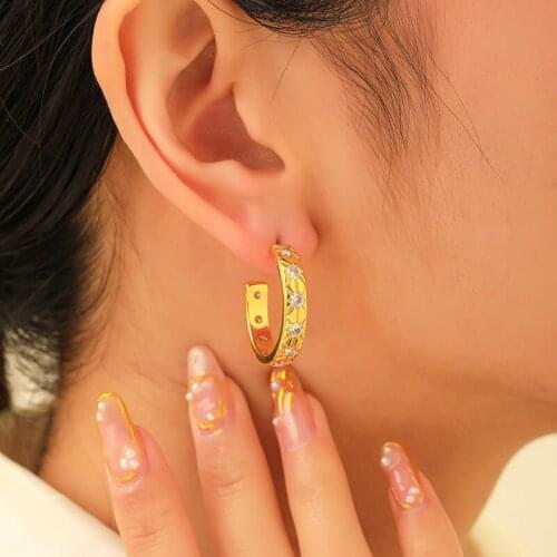 Vintage Fashion C Shaped Earrings For Women 925 Silver Needle Metallic Simplicity Punk Ear Studs Jewelry Party Accessories