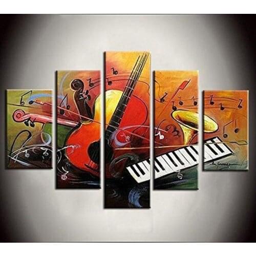 Musical Instrument 5 Pieces Handcraft 5D Diy Diamond Painting Pattern Mosaic Embroidery Rhinestone Wall Art Multi-PanelZP-4588
