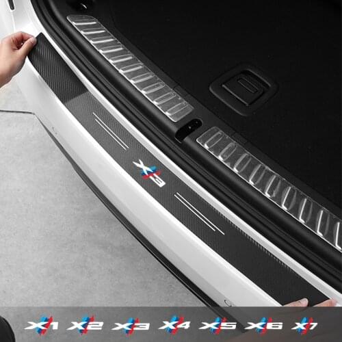 Carbon Fiber Car Rear Bumper Trunk Guard Protected Stickers Decals For BMW X1 X2 X3 X4 X5 X6 X7 E70 E53 F15 F16 E71 F48 E84 F26
