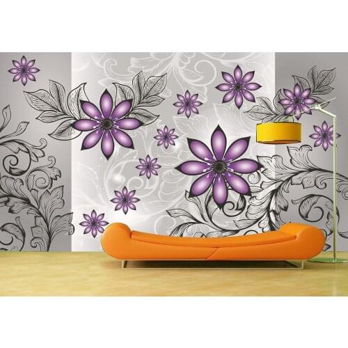 Custom Wallpaper Murals Purple Flower Background Self Adhesive Vinyl Wall Sticker Wall Paper Art Wall Painting Living Room