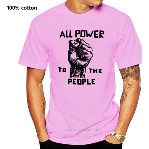New BPP Black Panther Party Slogan Mens Black White T shirt