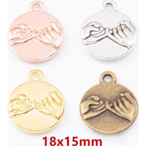 NEW Accessories,15pcs/lot 18x15mm Four Colors Plated Hand In Hand Charms Pendant DIY Handmade Jewelry Accessories
