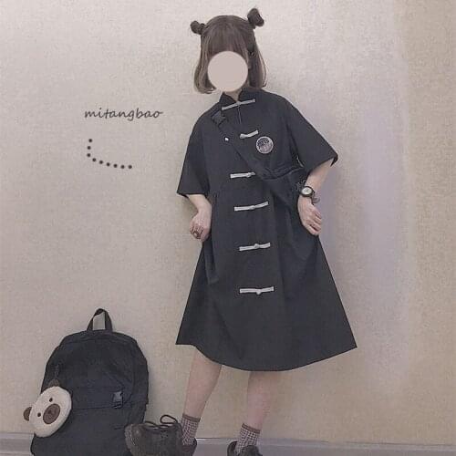 Victorian Dress Chinese Style Buckle Retro Loose Kawaii Girl Sweet Lolita Dress Cosplay Loli Op Gothic Lolita Black Dress