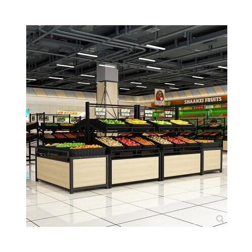 Fruit and vegetable shelf in supermarket