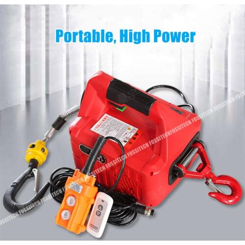 220V 500KG Remote Control Crane Hoist Wire Rope Electric Hoist Aluminum Shell Hoist Household Indoor Small Crane Hoist