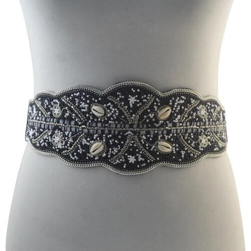 Boho Ethnic Vintage Handmade waistband Shell Leaf black body chain Street shooting Popular Waist Belt Shell Belly Chains Jewel