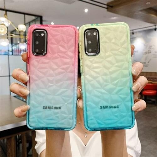 Gradient Diamond Texture Shockproof Case For Samsung Galaxy S20 S21 Plus Note 20 Ultra A52 A72 A31 A51 A71 S8 S9 S10 Back Cover