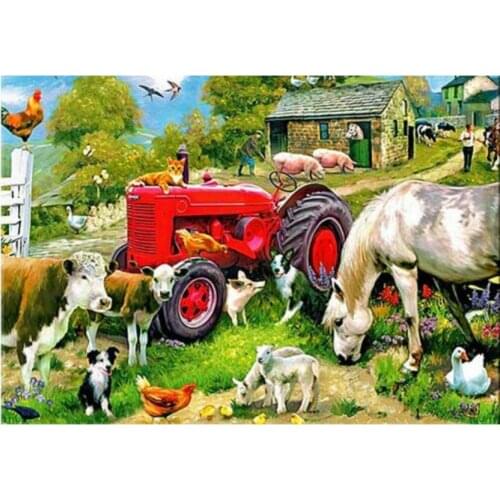 Rural animals diamond embroidery painting tractor mosaic art truck diamond dotz rhinestone sticker wall paper decor needlework