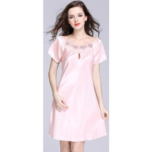 4XL Silk Dress Women Short Sleeve Sexy Nightgown Women Sleeping Dress Night Wear Plus Size Clothing for Women Satin Slip Dress