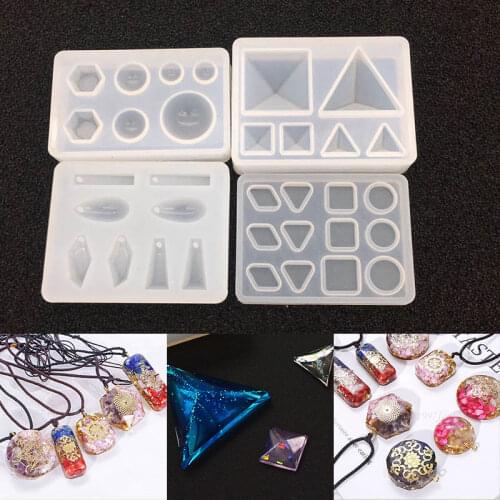 Diy silicone crystal drip tape hole pendant pyramid geometry resin mold pendant epoxy new product uv mold creative jewelry