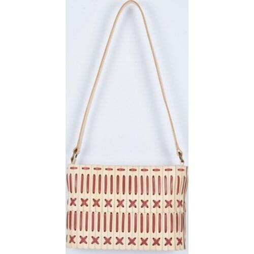 Fashionable new style underarm bag 100% first layer cowhide shoulder bag hand-woven striped stitching small square bag