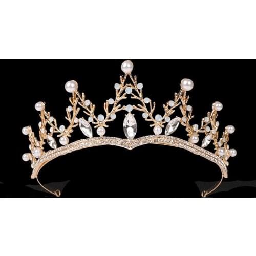 Wedding Crown Bride Princess Gold Crown Baroque Bridal Headpiece Crystal Headband Tiaras and Crowns Party Women Hair Accessories