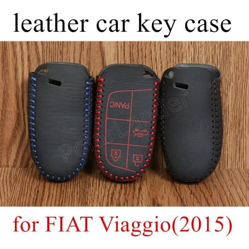 Only Red car accessory Car key case fit for FIAT Viaggio(2015) leather car key case Hand sewing car key cover DIY