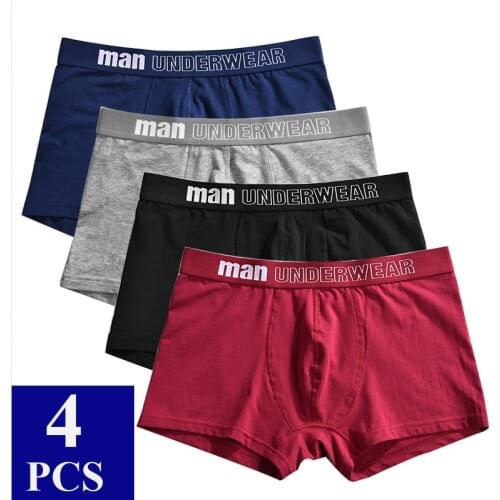 4 Pcs/lot Men Underwear Cotton Boxer Homme Underwear Men Breathable Solid Gay Underwear Boxershorts Men Underpants Man Underwear