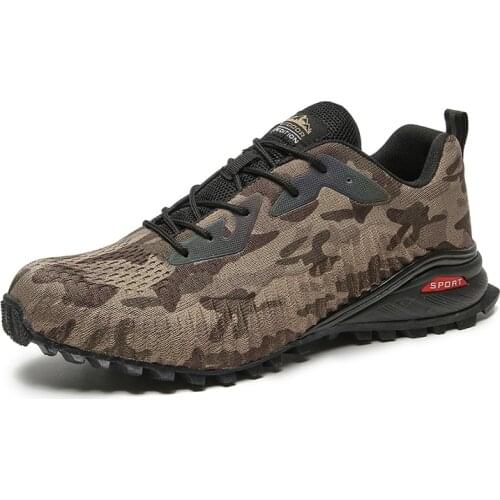 Men Shoes Fashion Breathable Mesh Rubber Sole Lace Up Casual Shoes Outdoor Camouflage Travel Walking Shoes Footwear Size 40-46