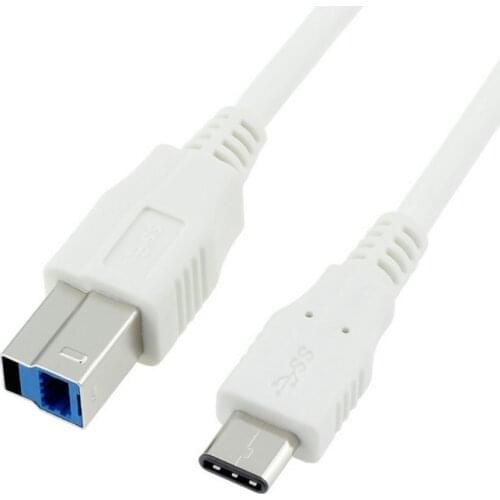 USB-C White USB 3.1 Type C Male Connector to USB Standard B Male Data Cable for Apple Macbook & Laptop U3-225-WH-1.0M