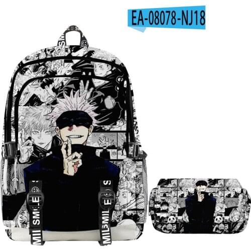 Boys BagJ u j u t s u Anime Two-piece Suit Schoolbag backpack And Pen Case Boys Girls Waterproof Oxford Laptop Backpack Students