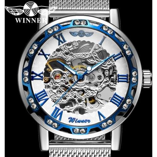 WINNER Mechanical Men Wristwatch Military Sport Male Clock Top Brand Luxury Skeleton Stainless Steel Business New Man Watch 8012