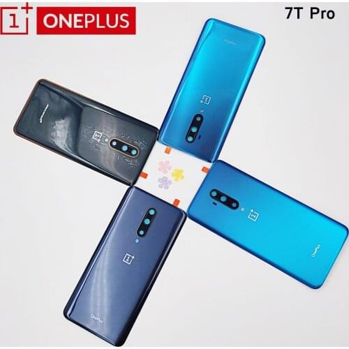 Back Glass Oneplus 7T Pro Battery Cover Door 1+ 7t pro Real Housing Panel Case Mobile Phone Parts + Camera Lens +Adhesive 6.67