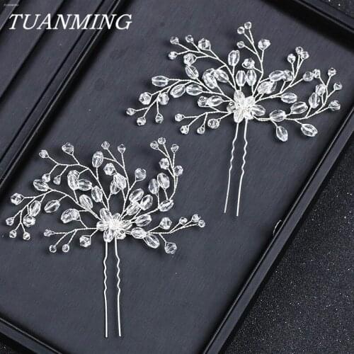 Water Drop Beads Hair Pin For Women Girl Hair Ornaments Silvre Bride Hairpins Wedding Hair Accessories Kanzashi