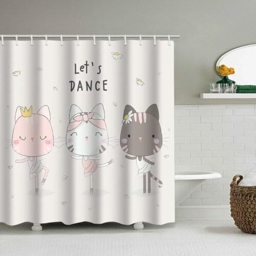 Nordic Shower Curtains Cartoon Cat 3D Printed Curtain For Bathroom Polyester Waterproof Bathroom Curtains Toilet Partition Cloth