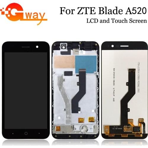 100% Tested For ZTE Blade A520 LCD Display+Touch Screen Digitizer Assembly With Frame Replacement For ZTE A520 LCD