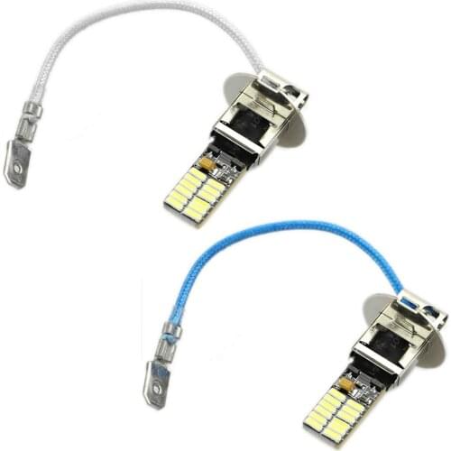 24-SMD-4014 H3 6500K HID Xenon White LED Bulbs for Fog Lights or Driving Lamps Q9QD