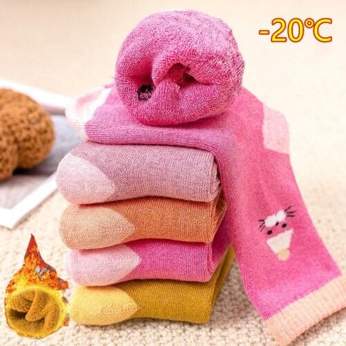 -20 ℃ 5 Pairs Baby Socks Christmas Girls Boys Cute Warm Winter Socks For Kids Toddler Boy Girl High Children Cartoon Anime Sock