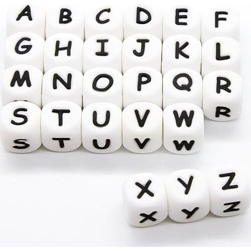 Cute-Idea 50pcs silicone english alphabet letters beads for Personalized Name DIY baby pacifier product Food Grade toy BPA FREE