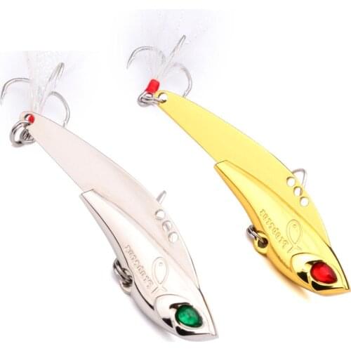 10PCS Fishing Metal VIB Spoon Lure Treble Feather hook 11/16/23g