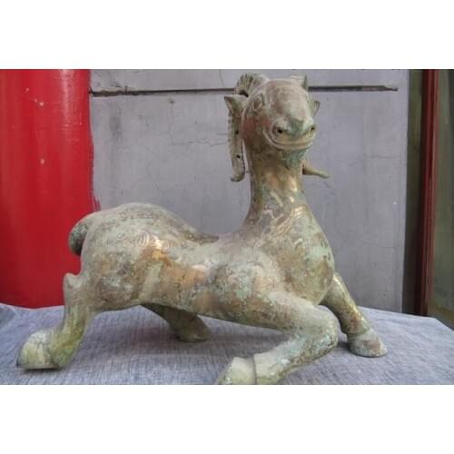 Fast shipping USPS to USA S2868 12" Chinese classic Old Bronze Copper silver-gilt lovely lie goat sheep Statue