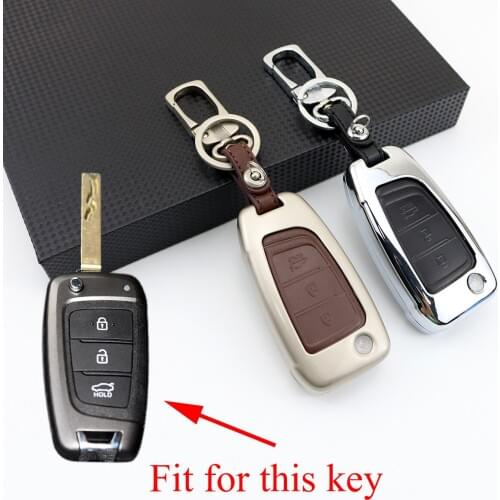 Key Ring Case Shell Fit For Hyundai Celesta 2017 2018 Trim Accessories Alloy 3 Button Key Bag Fob Box Holder Chain Cover Parts