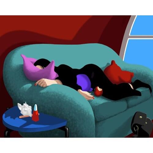 DIY Painting By Numbers Sleep on Sofa Kit Oil Picture By Numbers Artist Wall Art Painting on Canvas Home Decoration Gift