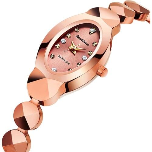 Ladies Tungsten Steel Rose Gold Light luxury Elegant Watches For Women Female Quartz Watch