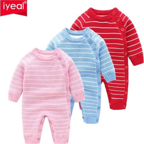 IYEAL New Fashion Winter Knitted Baby Boys Girl Clothes Set Thick Warm Cotton Long-sleeve Newborn Infant Romper Toddler Jumpsuit