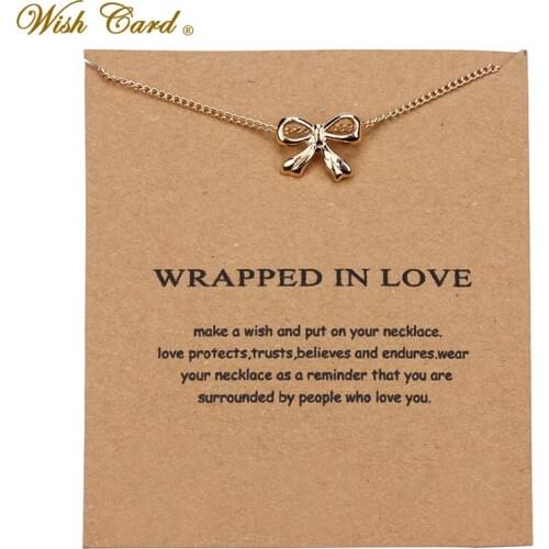 Wish Card Lady Miraculous Bowknot Charm Choker Collier Necklace for Women collar mujer Wish Card Jewelry Adjustable EY453