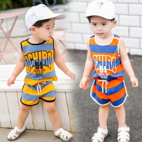 Baby boys clothes sets summer short sleeve t shirt+shorts 2pcs/set toddler costuming infant active sleeveless vest sport pants