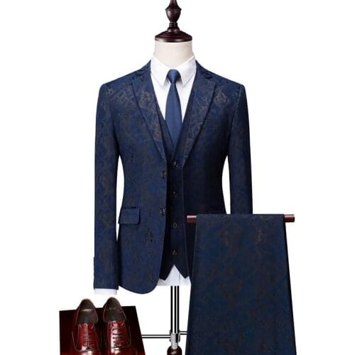 Suit + vest + pants)Mens New Fashion Print Blazer Set 3 piece Suits/ For Mens Suits Man Slim Fit Print Suits Set M-6XL