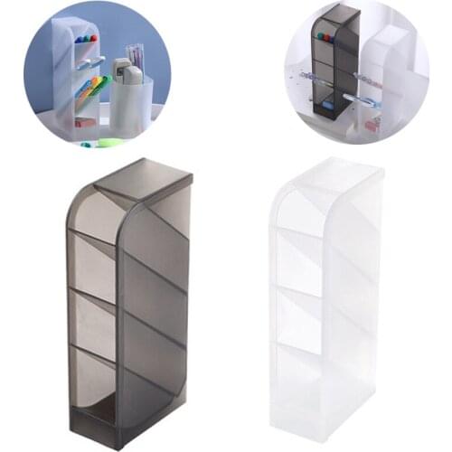 Multi-Function 4 Grid Desktop Makeup Brush Pen Holder Storage Case Clear White Black Plastic Box Creative Makeup Brush Organizer