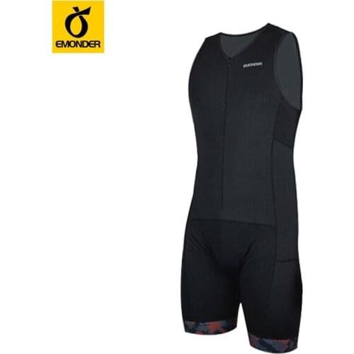 Mens Triathlon Clothing Cycling Running Swimming Elastic Cycling Jersey Tight Cushion Sleeveless Men Sports Jersey EMONDER