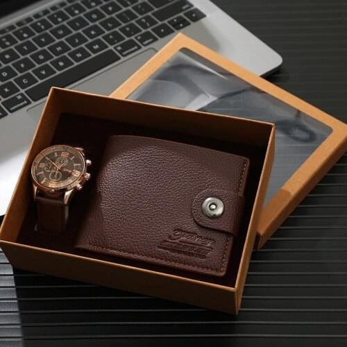 Mens Watches Gift Set 2-Piece Set Leather Watch + Buckle Classic Leather Belt Fashion For Boyfriend For Dad Birthday Present