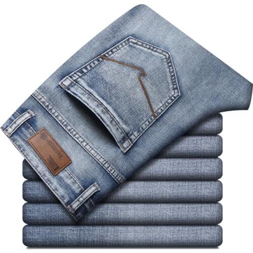 Brand 2021 Mens Jeans Spring New Anti-theft Zipper Designer Denim Elastic Straight Fit Stretch Trousers Cowboys Guinness Man