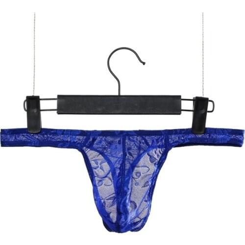 Men Jockstrap Ice-silk Lace Soft Underwear G-Strings & Thongs Sexy Gay Penis pouch bikini buttocks Hollow thong men underwear