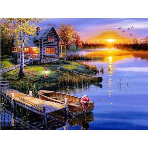 Sunset scenery Needlework Cross stitch 14CT Unprinted Embroidery kits Art Cross-Stitching,DIY Handmade Home Decor