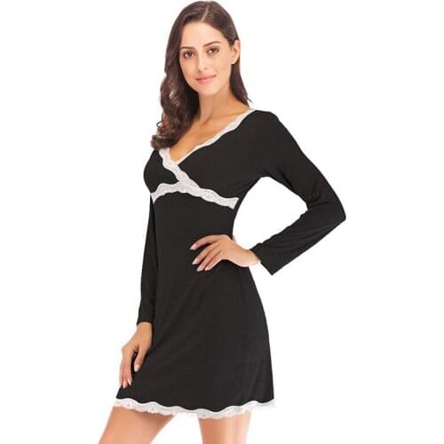 Healthy Women 2020 New Nightdress Womens Casual Long Sleeve Fashion Modal Comfy Nightgown Spring Summer Nightdress For Ladies