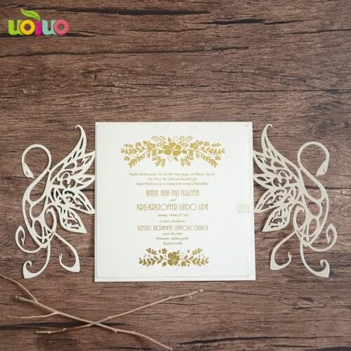 10Pcs Hollow Out Decorative Pattern swan Wedding Invitation Card Greeting Card Congratulation Card with Envelope