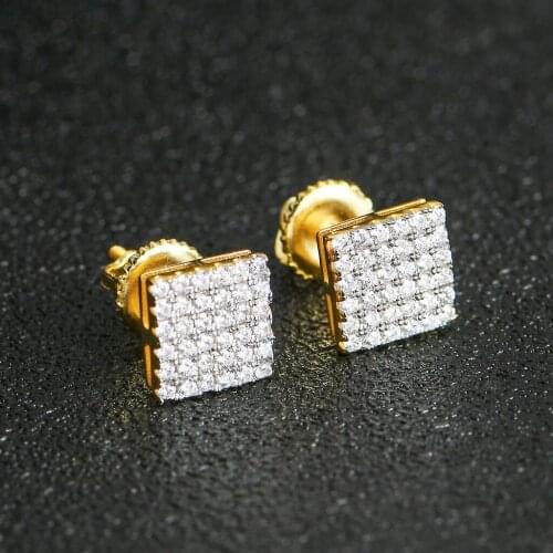 Punk Hip-Hop Squart Earring AAAA Cubic Zirconal Earrings For Fashion Women Jewelry