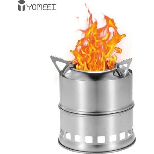 YOMEEI Portable Wood Stove Folding Wood Burning Stove Outdoor Camping Stove Stainless Steel Fuel Furnace Mini Alcohol Burners