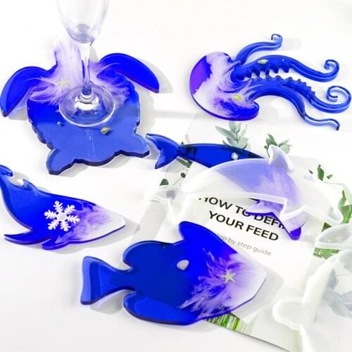 Transparent Silicone Mould Set Dried Flower Resin Decorative Craft DIY Marine Life Coaster Mold Epoxy Resin Molds for Jewelry