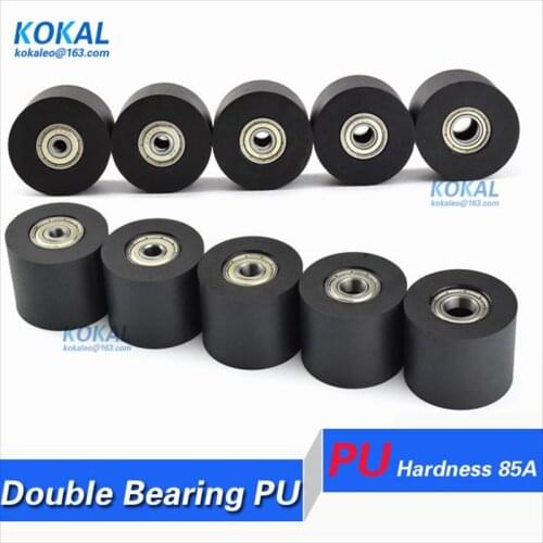 [PU30ZZ]Free shipping 5PCS PU Rubber soft double ball bearing guid rail driving medium wheel pulleys PU sliding bearing 30mm